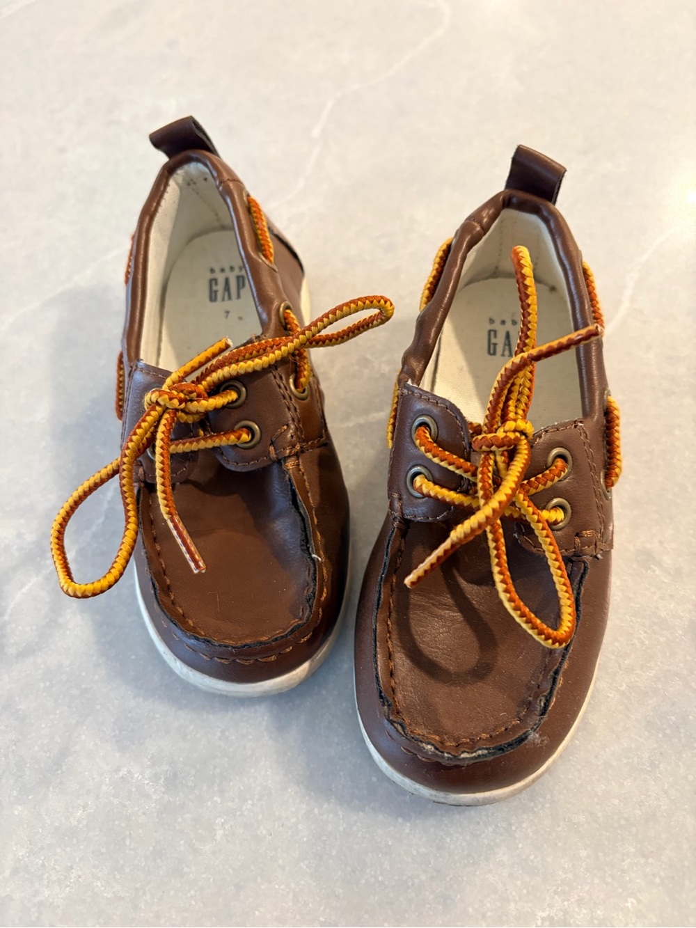 Gap Toddler Boys Brown Boat Shoes Size 7 Lace Up Preppy Loafers